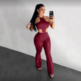 Sleeveless Halterneck Tie Up Jumpsuit GFRT-42396JBC