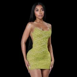 Lace Patchwork Backless Sling Mini Dress GDSF-D26DS073