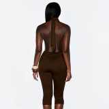 Solid Color Halterneck Backless Seventh Jumpsuit GDSF-C26JP127