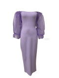 Mesh Sleeve Off Shoulder Maxi Dress LSD-2692
