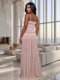 Stripe Contrast Color Maxi Dress BMF-861