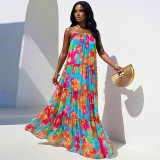 Loose Print Sling Maxi Dress GANY-LB3106
