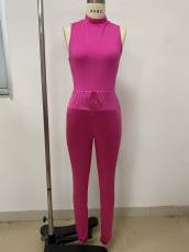 Solid Color Sleeveless Bodysuit 2 Piece Pants Set LSD-2737