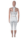 Polka Dots Print Halterneck Seventh Jumpsuit SHD-8103