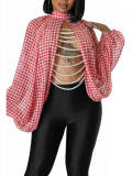 Sexy Chiffon Plaid Print Nightclub Top LSD-2711