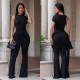 Solid Color Sleeveless Ruched Jumpsuit BY-7700