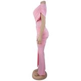 Solid Color Sleeveless Ruched Jumpsuit BY-7700