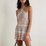 Colorful Wave Print Backless Romper SHD-9979