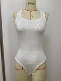 Hot Drill Square Neck Sleeveless Bodysuit  LSD-2801
