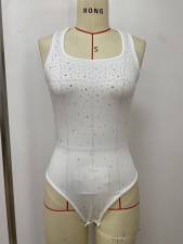 Hot Drill Square Neck Sleeveless Bodysuit  LSD-2801