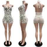 Knits Sleeveless Sequin Two Piece Shorts Set CM-60415