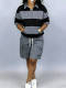 Stripe Casual Lapel Tops Sport Short 2 Piece Set LSD-2723