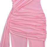 Solid Color Sleeveless Ruched Jumpsuit BY-7700