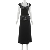 Polka Dots Print Tops Two Piece Skirts Set XEF-K6S07660A