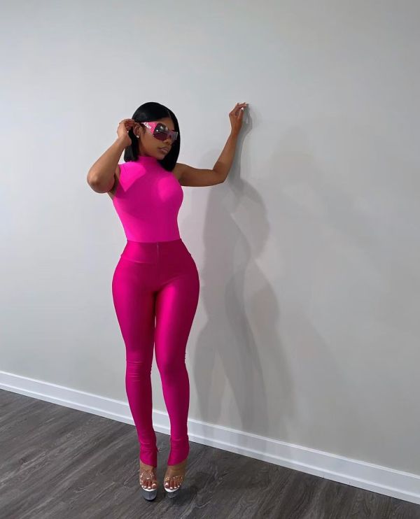 Solid Color Sleeveless Bodysuit 2 Piece Pants Set LSD-2737