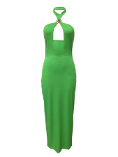 Solid Color Hollow Out Maxi Dress LSD-2755