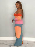 Off Shoulder Contrast Color Maxi Dress LSD-2796