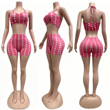 Polka Dots Print Sleeveless Short Suit CM-60416
