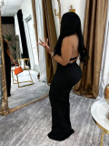 Sleeveless Solid Color Ruched Maxi Dress BMF-862