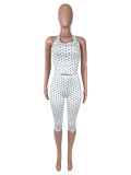 Polka Dots Print Halterneck Seventh Jumpsuit SHD-8103