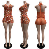 Knits Sleeveless Sequin Two Piece Shorts Set CM-60415