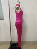 Solid Color Sleeveless Bodysuit 2 Piece Pants Set LSD-2737
