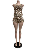 Knits Sleeveless Sequin Two Piece Shorts Set CM-60415