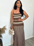 Stripe Contrast Color Maxi Dress BMF-861