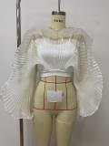 Ruffles See Through Press Pleated Top LSD-2813