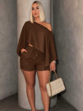 Solid Color Loose Top Two Piece Shorts Set BMF-870