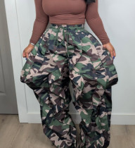 Camouflage Print Ruffles Patchwork Pants LSD-2719