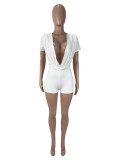 Deep V Neck Solid Color Romper SHD-9959