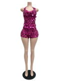 Knits Sleeveless Sequin Two Piece Shorts Set CM-60415
