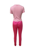 O Neck Short Sleeve Sport Satin Pants Suit LSD-2735