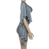 Slash Shoulder Ruffles Mini Dress XEF-K6D06712A