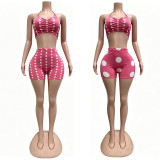 Polka Dots Print Sleeveless Short Suit CM-60416