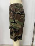 Zipper Camouflage Print Denim Short LSD-133811