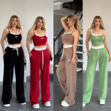 VIP1 Print Sling Tank Top Two Piece Pants Set QKYF-71640
