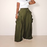 Solid Color Ruffles Patchwork Wide Leg Pants LSD-2720