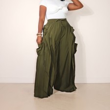 Solid Color Ruffles Patchwork Wide Leg Pants LSD-2720