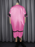 Bat Sleeve V Neck Satin Midi Dress GKEN-ADR060245