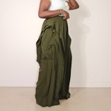 Solid Color Ruffles Patchwork Wide Leg Pants LSD-2720