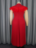 Plus Size Solid Color Press Pleated Maxi Dress GKEN-AM041123
