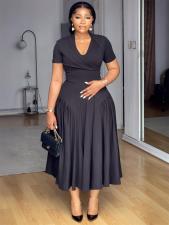 Solid Color Short Sleeve Maxi Dress GYLY-10997