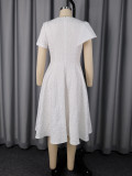 Plus Size Jacquard Short Sleeve Maxi Dress GKEN-ADR060334