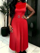 Plus Size Solid Color Press Pleated Maxi Dress GKEN-AM041123