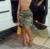 Zipper Camouflage Print Denim Short LSD-133811