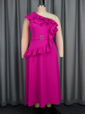 Plus Size Single Shoulder Hot Drill Maxi Dress GKEN-AM041037