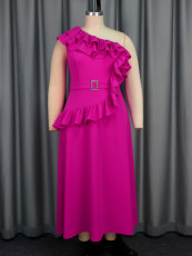 Plus Size Single Shoulder Hot Drill Maxi Dress GKEN-AM041037
