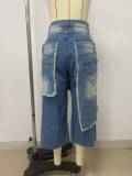 Fashion Holes Loose Denim Seventh Pants LSD-2669